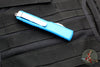 Microtech Ultratech OTF Knife- Tanto Edge- Blue Handle- Stonewash Full Serrated Blade 123-12 BL