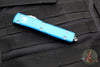 Microtech Ultratech OTF Knife- Tanto Edge- Blue Handle- Stonewash Full Serrated Blade 123-12 BL