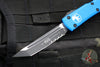 Microtech Ultratech OTF Knife- Tanto Edge- Blue Handle- Black Part Serrated Blade 123-2 BL