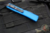 Microtech Ultratech OTF Knife- Tanto Edge- Blue Handle- Black Part Serrated Blade 123-2 BL
