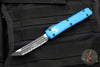 Microtech Ultratech OTF Knife- Tanto Edge- Blue Handle- Black Full Serrated Blade 123-3 BL