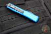 Microtech Ultratech OTF Knife- Tanto Edge- Blue Handle- Black Full Serrated Blade 123-3 BL