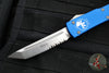 Microtech Ultratech OTF Knife- FLAT TOP- Tanto Edge- LEO EDITION- Blue Black Handle- Stonewash Blade 123-LEO 2016