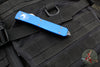 Microtech Ultratech OTF Knife- FLAT TOP- Tanto Edge- LEO EDITION- Blue Black Handle- Stonewash Blade 123-LEO 2016