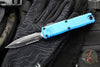 Microtech UTX-85 OTF Knife- GEN III- Double Edge- Blue Handle- Black Part Serrated Blade 1232-2 BL