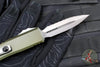 Microtech UTX-85 OTF Knife- GEN IV- Double Edge- OD Green Handle- Stonewash Full Serrated Blade 12324-12 OD