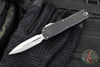 Microtech UTX-85 OTF Knife- GEN IV- Double Edge- Black Handle- Stonewash Full Serrated Blade 12324-12