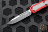 Microtech OTF Knife- Daytona- Single Edge- Red Handle With Carbon Fiber Inlay- Black Blade 124-1 RDCFIS