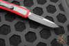 Microtech OTF Knife- Daytona- Single Edge- Red Handle With Carbon Fiber Inlay- Black Blade 124-1 RDCFIS