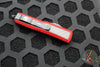 Microtech OTF Knife- Daytona- Single Edge- Red Handle With Carbon Fiber Inlay- Black Blade 124-1 RDCFIS