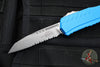Microtech Cypher II 2024- Single Edge- Blue Handle- Stonewash Part Serrated Edge Blade 1241-11 BL