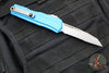 Microtech Cypher II 2024- Single Edge- Blue Handle- Stonewash Part Serrated Edge Blade 1241-11 BL