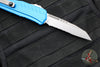 Microtech Cypher II 2024- Single Edge- Blue Handle- Stonewash Part Serrated Edge Blade 1241-11 BL