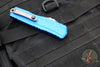 Microtech Cypher II 2024- Single Edge- Blue Handle- Stonewash Part Serrated Edge Blade 1241-11 BL
