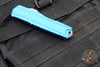 Microtech Cypher II 2024- Single Edge- Blue Handle- Stonewash Part Serrated Edge Blade 1241-11 BL