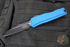 Microtech Cypher II- Single Edge- Blue Handle- Black Plain Edge Blade 1241-1 BL
