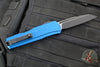 Microtech Cypher II- Single Edge- Blue Handle- Black Plain Edge Blade 1241-1 BL