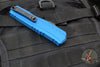 Microtech Cypher II- Single Edge- Blue Handle- Black Plain Edge Blade 1241-1 BL