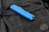Microtech Cypher II- Single Edge- Blue Handle- Black Plain Edge Blade 1241-1 BL