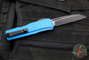 Microtech Cypher II- Single Edge- Blue Handle- Black Part Serrated Edge Blade 1241-2 BL