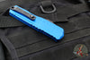 Microtech Cypher II- Single Edge- Blue Handle- Black Part Serrated Edge Blade 1241-2 BL