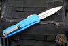 Microtech Cypher II 2025- Double Edge- Blue Handle- Stonewash Part Serrated Edge Blade 1242-11 BL