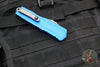 Microtech Cypher II- Double Edge- Blue Handle- Apocalyptic Full Serrated Edge Blade 1242-12 APBL