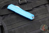 Microtech Cypher II- Double Edge- Blue Handle- Apocalyptic Full Serrated Edge Blade 1242-12 APBL