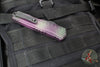 Microtech Cypher II- Double Edge- Purple X-51 Pattern Handle- Distressed Black Plain Edge Blade 1242-1 PUX51S