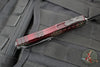 Microtech Cypher II- Double Edge- Red X-51 Pattern Handle- Distressed Black Plain Edge Blade 1242-1 RDX51S