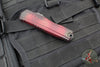 Microtech Cypher II- Double Edge- Red X-51 Pattern Handle- Distressed Black Plain Edge Blade 1242-1 RDX51S