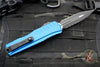 Microtech Cypher II- Double Edge- Blue Handle- Black Part Serrated Edge Blade 1242-2 BL