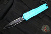 Microtech Cypher II- Double Edge- Turquoise Handle- Black Part Serrated Edge Blade 1242-2 TQ