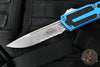 Microtech Scarab II- Single Edge- Blue Handle- Stonewash Part Serrated Edge Blade 1278-11 BL