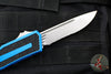 Microtech Scarab II- Single Edge- Blue Handle- Stonewash Part Serrated Edge Blade 1278-11 BL