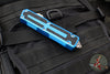 Microtech Scarab II- Single Edge- Blue Handle- Stonewash Part Serrated Edge Blade 1278-11 BL