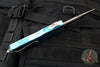Microtech Scarab II- Single Edge- Turquoise Handle- Stonewash Part Serrated Edge Blade 1278-11 TQ