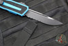 Microtech Scarab II- Single Edge- Blue Handle- Black Part Serrated Edge Blade 1278-2 BL