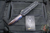 Microtech Scarab II 2024- Tanto Edge- Black Handle- Stingray Inlay- Blued Baker Forge Coppermai Damascus Blade 1279-16 MS1