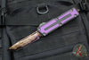 Microtech Scarab II- Tanto Edge- Black Handle- Purple Stingray Inlay- Blued Baker Forge Coppermai Damascus Blade 1279-16 MS3 v2