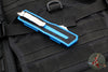 Microtech Scarab II- Double Edge- Blue Handle- Stonewash Part Serrated Edge Blade 1280-11 BL