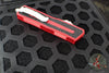 Microtech Scarab II- Double Edge- Red Handle- Stonewash Part Serrated Edge Blade 1280-11 RD