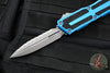 Microtech Scarab II- Double Edge- Blue Handle- Apocalyptic Full Serrated Edge Blade 1280-12 APBL