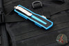 Microtech Scarab II- Double Edge- Blue Handle- Apocalyptic Full Serrated Edge Blade 1280-12 APBL