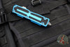 Microtech Scarab II- Double Edge- Blue Handle- Apocalyptic Full Serrated Edge Blade 1280-12 APBL