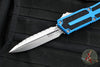 Microtech Scarab II- Double Edge- Blue Handle- Stonewash Full Serrated Edge Blade 1280-12 BL