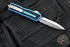 Microtech Scarab II- Double Edge- Blue Handle- Stonewash Full Serrated Edge Blade 1280-12 BL
