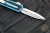Microtech Scarab II- Double Edge- Blue Handle- Stonewash Full Serrated Edge Blade 1280-12 BL