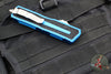 Microtech Scarab II- Double Edge- Blue Handle- Stonewash Full Serrated Edge Blade 1280-12 BL