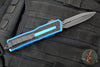 Microtech Scarab II- Gen III- Double Edge- Blue Handle- Black Plain Edge Blade 1280-1 BL